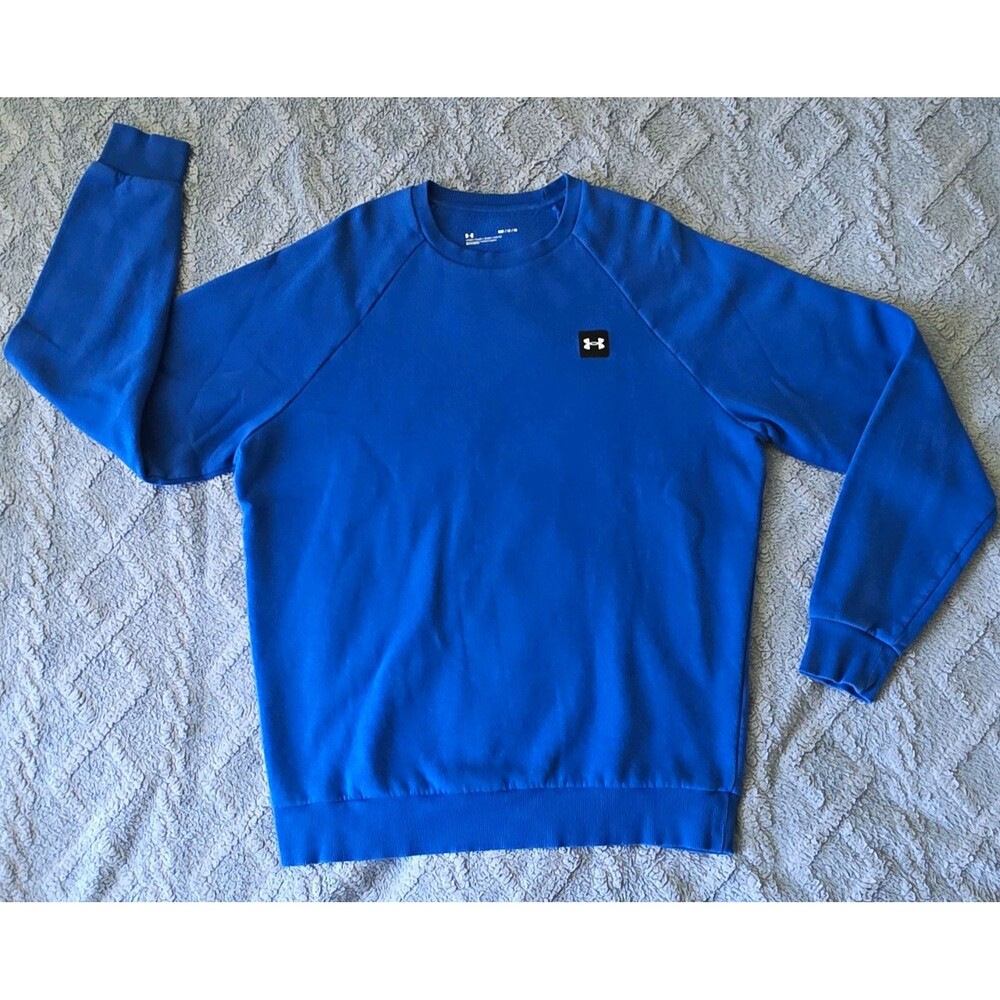 Under Armour Men's Blue Fleece Crew Neck Pullover Sweatshirt Logo Relaxed M